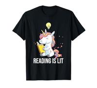 Reading Is Lit Unicorn Library Inglés Profesor Amante de los Libros Camiseta