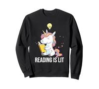 Reading Is Lit Unicorn Library Inglés Profesor Amante de los Libros Sudadera