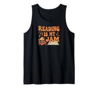Reading Is My Jam Book Lover Groovy Music Notes Retro Camiseta sin Mangas