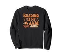 Reading Is My Jam Book Lover Groovy Music Notes Retro Sudadera