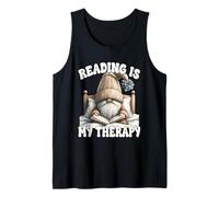 Reading Is My Therapy Funny Dad Teacher GNOME For Book Lover Camiseta sin Mangas