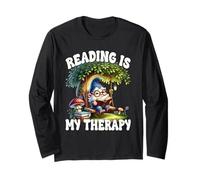 Reading Is My Therapy Funny Saying For Bookworm Cute Gnome Manga Larga