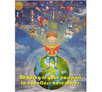 Reading Is Your Passport To Countless Adventures Fine Art Print- 11x14 Unframed Photo- Gift For Anyone Who Wants An Inspiring Quote About Reading. Perfect for School, Bedroom - Poster Decor Under $20
