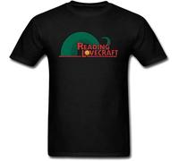 Reading Lovecraft T Shirt Men Cthulhu Mystery Clothing Summer Cotton Tops Cool Hip Hop Shirt O Topus Tees Black XL