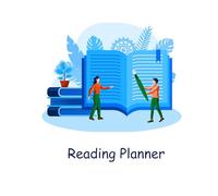 Reading Planner: Couple in Orange and Green Reading