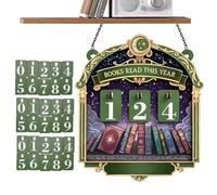 Reading Sign - Wooden Tabletop Decor, Numbered Books Display with, Stylish Home Shelf Decoration for Bedroom Study Office Library, Desktop Corner for Book Lovers Reading Nook Decorative Sign Usage
