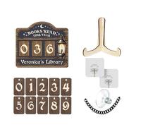 Reading Tool, Wall Mounted Tracker, 999 Books Achievement Sign, Magnetic Manual Slider System, Quick-Install Mounting Hardware, Decorative Ornaments, Black For Desk