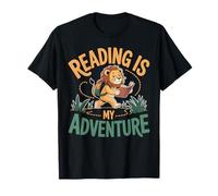Reading Wild adventures Lion Book Reader Kids Reading Camiseta