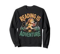 Reading Wild adventures Lion Book Reader Kids Reading Sudadera