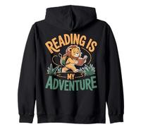 Reading Wild adventures Lion Book Reader Kids Reading Sudadera con Capucha