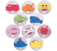 READY 2 LEARN Sellos gigantes | Vehículos de transporte | Juego 1 | Juego de 10 | Sellos de espuma fáciles de sostener para niños | Sellos de arte y manualidades para exhibiciones, carteles, carteles