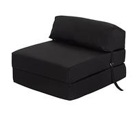 Ready Steady Bed Cómoda Silla Plegable en Z | Sofá Cama Futón Ligero | Cubierta Suave y Resistente al Agua | Colchón Individual de diseño ergonómico Zbed (Negro)