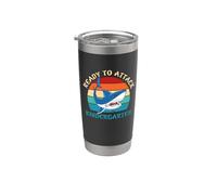 Ready To Attack Kindergarten Shark Funny Back To School Vaso térmico de acero inoxidable de doble pared