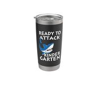 Ready To Attack Kindergarten Shark Funny Back To School Vaso térmico de acero inoxidable de doble pared