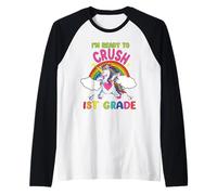 Ready To Crush 1st Grade Dabbing Unicorn Back To School Camiseta Manga Raglan