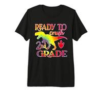 Ready To Crush 2nd Grade Dinosaur Back To School Tie Dye Camiseta Premium
