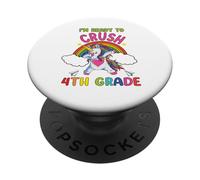 Ready To Crush 4th Grade Dabbing Unicorn Back To School PopSockets PopGrip Adhesivo