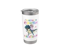 Ready To Crush Kindergarten Unicorn Dinosaur Back to School Vaso térmico de acero inoxidable de doble pared