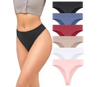 READY TO LOVE Tanga de cintura alta para mujer, sin costuras, suave y cómoda, 6 paquetes, Multicolor-6 Stripes, XL