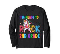 Ready To Rock 2nd Grade Dabbing Unicorn Back To School Manga Larga