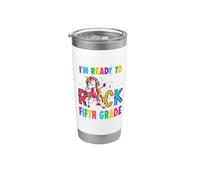 Ready To Rock Fifth Grade Dabbing Unicorn Back To School Vaso térmico de acero inoxidable de doble pared