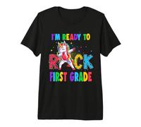 Ready To Rock First Grade Dabbing Unicorn Back To School Camiseta Premium