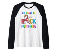 Ready To Rock Fourth Grade Dabbing Unicorn Back To School Camiseta Manga Raglan