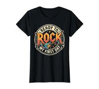 Ready To Rock Kindergarten My First Day of School Camiseta gráfica económica, Mujer, Negro, L