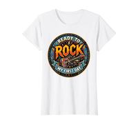 Ready To Rock My First Day of School Camiseta gráfica económica, Mujer, Blanco, L