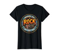 Ready To Rock My First Day of School Camiseta gráfica económica, Mujer, Negro, L