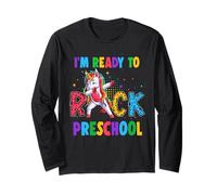 Ready To Rock Preschool Dabbing Unicorn Back To School Manga Larga