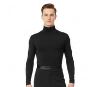 Ready4Dance Body Cuello Alto Hombre - Manga Larga, Tejido Elástico, Cierre a Botones - Para Latino, Salsa, Samba, Cha Cha - Negro o Blanco - Tallas S-3XL - Made in Italy M