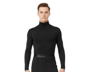 Ready4Dance Body Cuello Alto Hombre - Manga Larga, Tejido Elástico, Cierre a Botones - Para Latino, Salsa, Samba, Cha Cha - Negro o Blanco - Tallas S-3XL - Made in Italy M