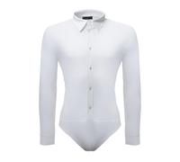 Ready4Dance Camisa body hombre baile de salón y baile estándar, Color blanco., XL