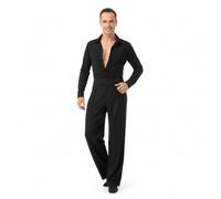 Ready4Dance Pantalón Tampico Hombre Latinoamericano - Cintura Alta, 2 Pliegues, Bolsillos Laterales, Corte Slim al Tobillo - Negro XS-XL, Tela Técnica Stretch - Made in Italy,XS