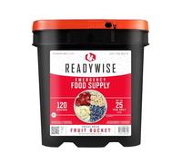 ReadyWise, 120 raciones, cubo de fruta, liofilizada, plátano, fresa, manzana, melocotón, Hasta 25 Años de Vida Útil, alimentos de emergencia