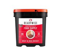 ReadyWise, 80 porciones, Cubeta de Carne y Arroz, Res Asada y Pollo, Kit de Alimentos para Llevar, Liofilizado, Hasta 15 Años de Vida Útil, Comida de Emergencia