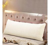 Reafort Ultra Suave Sherpa Cuerpo Almohada Cubierta/la Caja con Cierre de Cremallera Crema 21 "X54