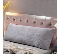 Reafort Ultra Suave Sherpa Cuerpo Almohada Cubierta/la Caja con Cierre de Cremallera Gris Plateado 21 "X54