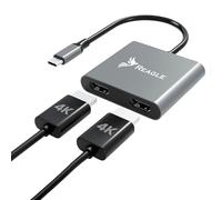 Reagle Adaptador Hub HDMI 2X 4K 60Hz Full HD 165Hz 5Gb/s USB-C 3.2 MST HDCP para MacBook Pro/Air, Surface, Dell, Chromebook, Laptop Plug & Play