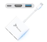 Reagle Adaptador USB C HDMI PD 100 W, 4K 60 Hz 3 en 1, USB 3.2 Gen1 5 Gbps, compatible con MacBook Thunderbolt AV Galaxy S24 S25