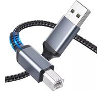 Reagle Cable de impresora, cable de escáner USB 2.0 tipo B, cable USB A a USB B, impresora PC, cable compatible con HP, Dell, Canon, Epson, Lexmark, Xerox, Brother, Samsung, color gris (1,5 m)