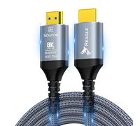 Reagle Cable HDMI óptico 2.1 5 m cable de fibra de vidrio 8 K 60 Hz 4K 144 Hz cable óptico HDMI 48 Gbps HDR10 Dolby Vision eARC unidireccional robusto trenzado dorado conector gris