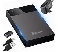 Reagle Caja Disco Duro Externo 2,5/3,5 SATA HDD SSD USB C 3.2 Gen 1 5Gbps, Carcasa Disco Duro con Hub 2X USB, UASP Trim, hasta 20TB, Sin Herramientas, Adaptador 24W