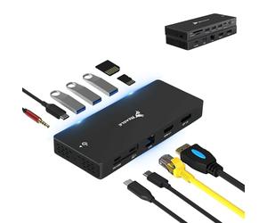 Reagle HUB USB-C 12 en 1 USB-C HUB 12 en 1 HDMI 2.1 DP 1.6 8K 4K DisplayPort MST Docking Station PD100W, LAN, USB-C 3.2 Audio 3,5 mm SD 3.0 i microSD 3.0