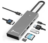 Reagle Hub USB-C 7 en 1 con entrega de potencia de 100 W, 4K HDMI 60 Hz, soporte de 144 Hz, USB 3.2, lector de tarjetas para SD/microSD, carcasa de aluminio, ideal para portátiles y dispositivos