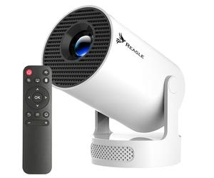 REAGLE R-Movielum-P10 - Mini proyector Inteligente con Android 14, con Soporte Giratorio de 180°, Soporte de Full HD y 4K 2 GB + 16 GB 130 Pulgadas, 260 ANSI, Mando a Distancia de Cine en casa ± 40°