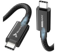 Reagle THUNDERBOLT 5 1.5M Cable de carga rápida USB-C PD 240W 16K/60Hz, 4K/240Hz/120Hz, 80 Gbps, nailon trenzado, cable USB4, MacBook Pro 14 16