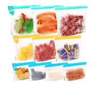 ReaGold 10 Piezas Bolsas Congelacion Reutilizables, Bolsas Silicona Reutilizables Zip, Bolsas de Congelación Reutilizables Silicona sin BPA, Bolsas Zip Alimentos para Frutas, Almuerzos, Viajes