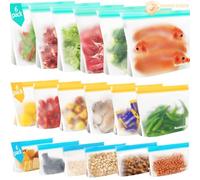 ReaGold 18 Piezas Bolsas Congelacion Reutilizables, Bolsas Silicona Reutilizables Zip, Bolsa de Congelación Reutilizable Silicona sin BPA, Bolsas Zip Alimentos para Frutas, Almuerzos, Viajes